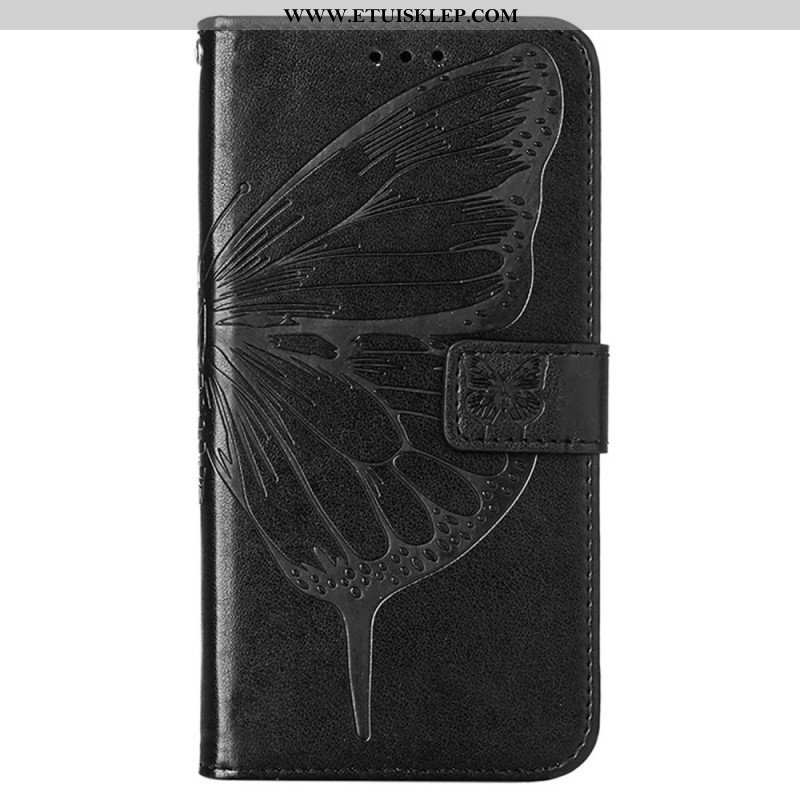 Etui Folio do Oppo Reno 8 Pro z Łańcuch Barokowy Motyl Z Paskami
